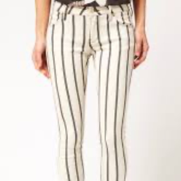 Sass and Bide Seeker State Striped Cropped Skinny Raw Hem Jeans Size 25 - Picture 1 of 8